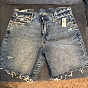 GAP Loose Bermuda Mid Rise Distressed Jean Shorts for women